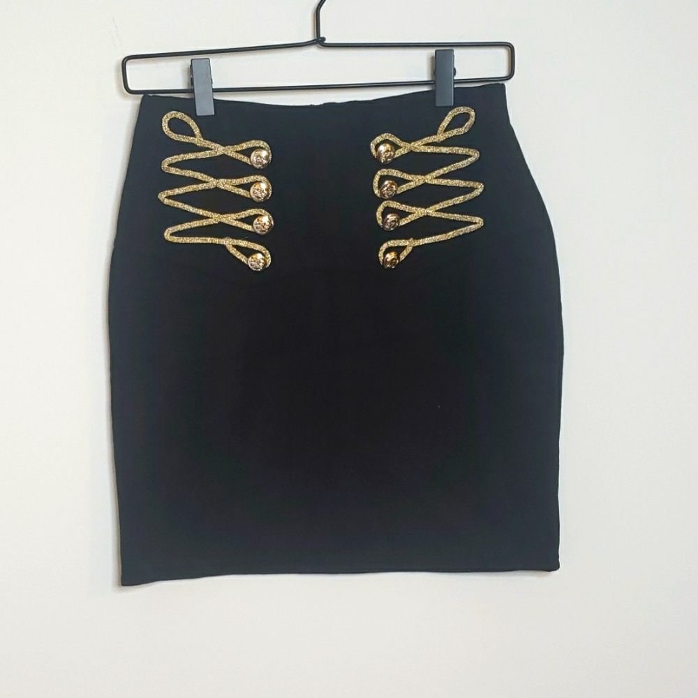 Black Velvet like Military miniskirt
